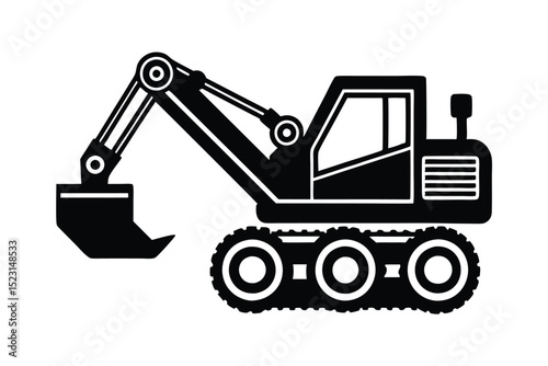 Powerful Excavator Heavy-Duty Construction Machinery Icon