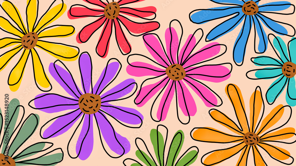 Fototapeta premium Cute minimalist floral design wallpaper 