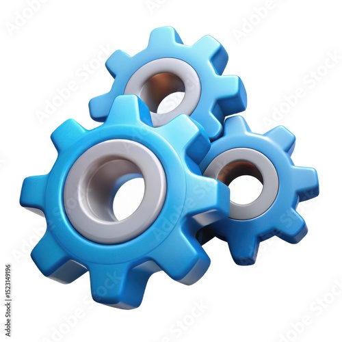 3d render of interlocking blue gears