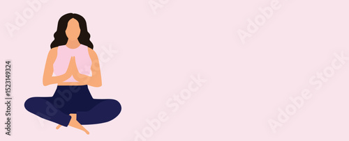 yoga illustration papercut style vector 