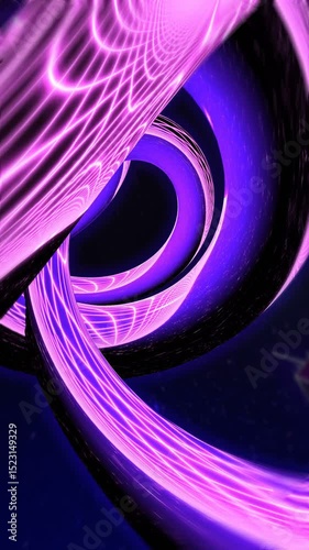 Seamless animation of retrofuturistic neon synthwave vertical video of a grid landscape and metal mirror tubes