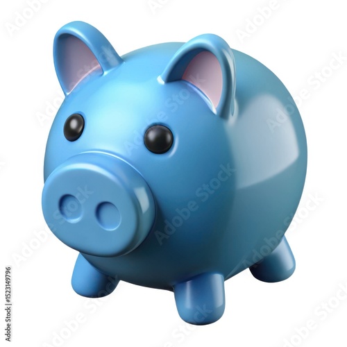 3d blue piggy bank render
