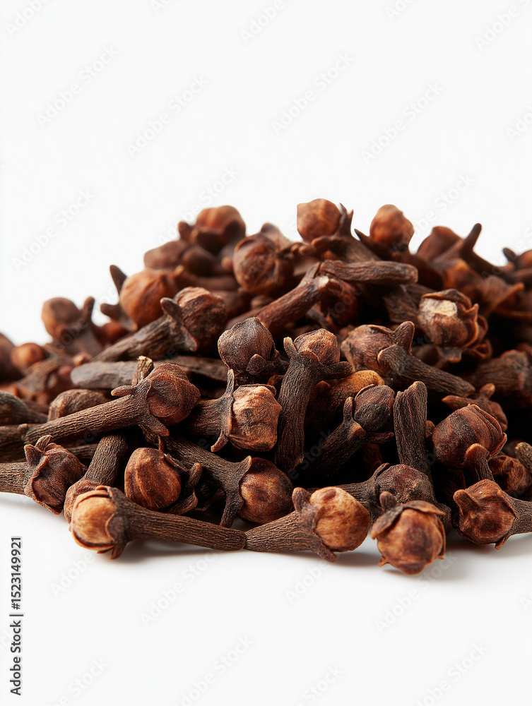 Fototapeta premium Pile of Dried Cloves on White Background
