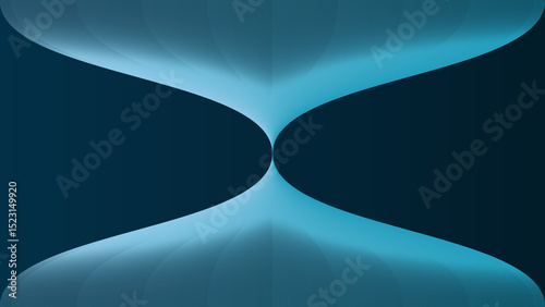 Abstract hourglass design teal blue background