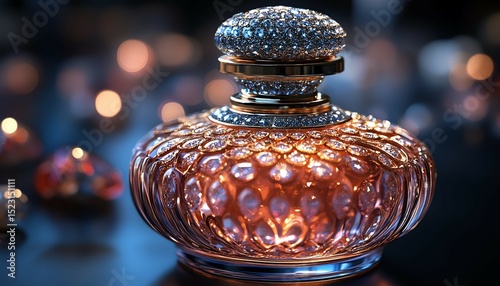 Diamond detail on luxury perfume bottle