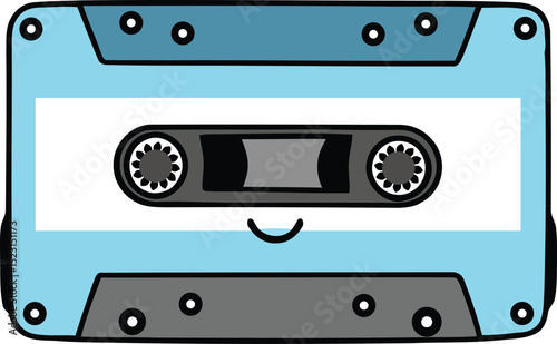 Adorable Retro Cartoon Cassette Tape Vector with Smiling Face