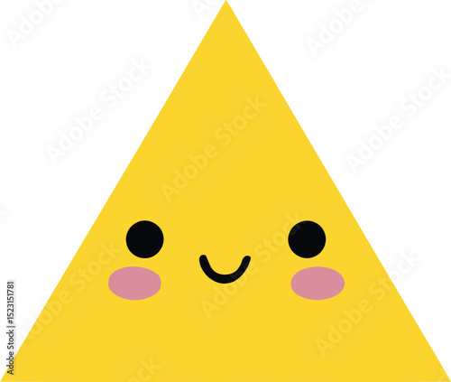 Cute yellow triangle character smiling with cheeks a friendly and playful design