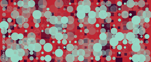 Abstract Red and Teal Circle and Square Pattern Vector