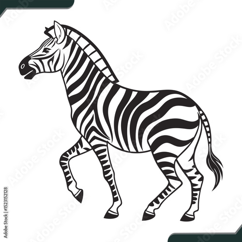 Flat Vector Illustration of a Standing Zebra Simple Clean and Modern Design