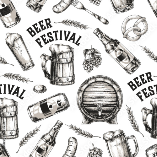 Beer festival with drinks and snacks