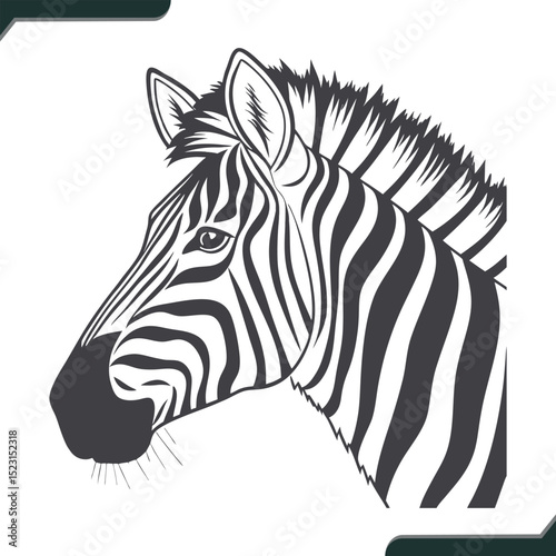 Flat Vector Illustration of a Standing Zebra with Clean Lines and Simple Design