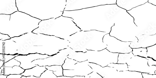 A close-up, high-contrast black and white photograph showcasing a network of intricate cracks, resembling a dried-up surface, shattered glass, or a distressed texture. The lines are sharp and angular.