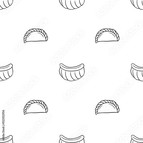Dumplings and ravioli hand drawn vector seamless pattern
