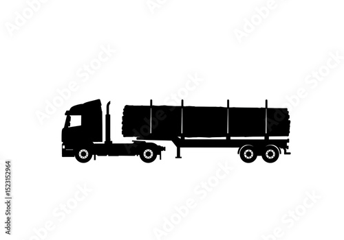 Heavy-Duty Logging Truck Silhouette – Timber Transportation Icon