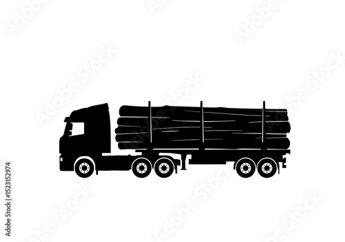 A silhouette of a tanker truck with two tanks on a white background in a simple vector illustration