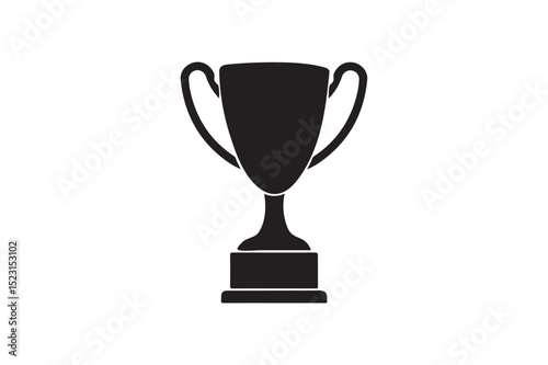 Hand Drawn Award Trophy Cup Vector silhouette on white background.