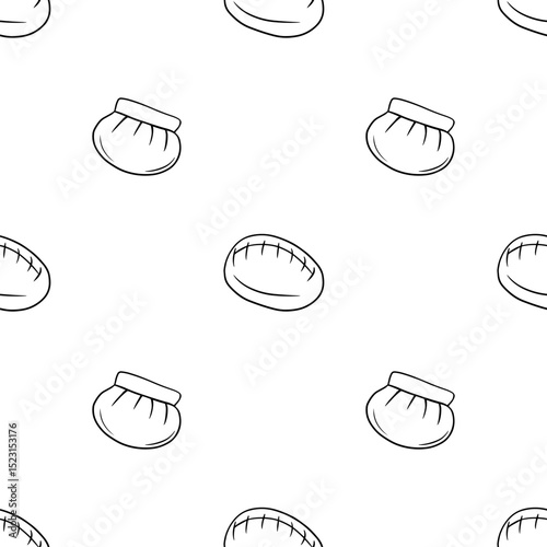 Chinese dumplings hand drawn doodle vector seamless pattern