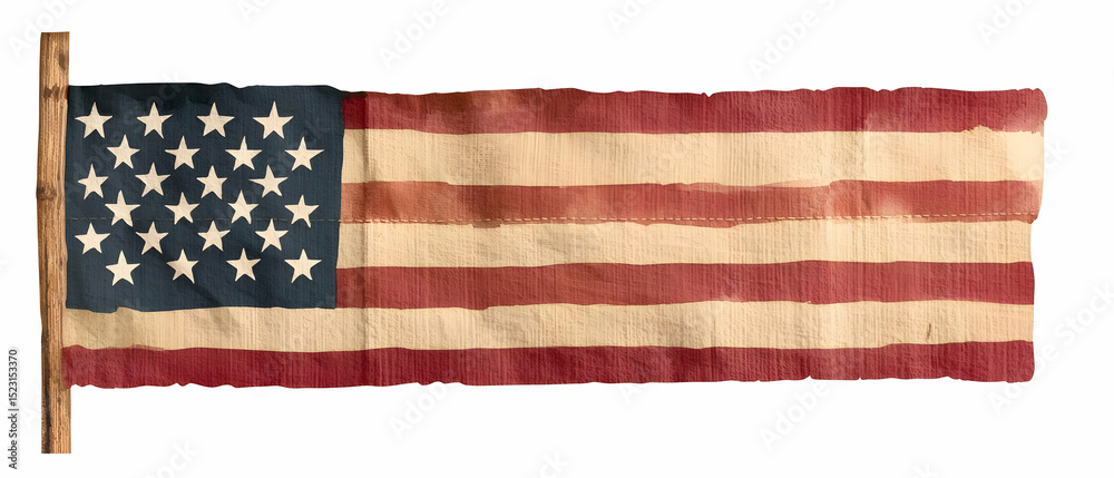 Fototapeta premium Vintage American Flag With Weathered Appearance