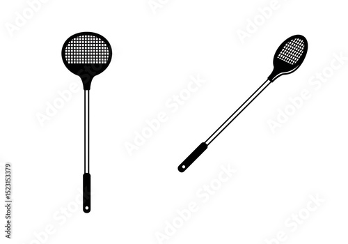 Two black fly swatters on a white background vector illustration of pest control equipment design elements