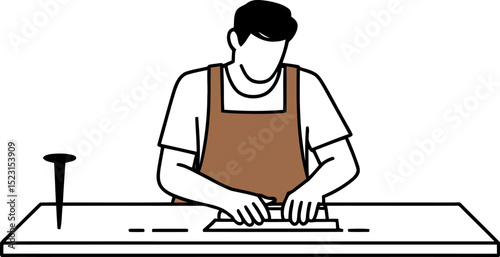Carpenter woodworking woodworker craftsman carpentry woodwork artisan tools nail workshop project editable stock vector illustration