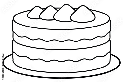 Delicious Layered Cake A Simple Line Drawing Illustration
