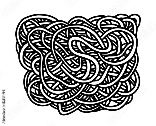 Ramen noodles top view vector doodle sketch
