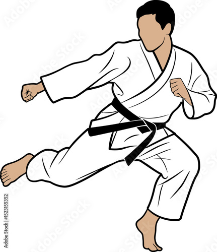 Karate martial arts illustration vector art training dojo uniform black belt stance vector graphic image editable stock vector illustration