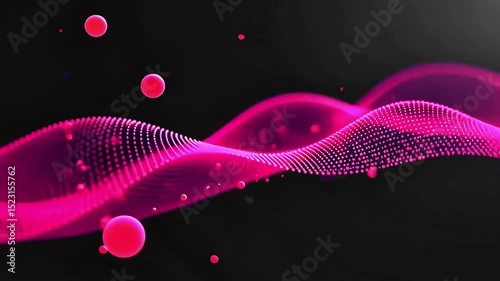 Abstract futuristic banner with shining lights and dots, wave lines in dark space. Geometric tech wallpaper