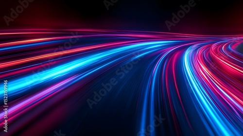 Electrifying Neon Dynamic Light Streaks Illustrating Rapid Progress and Energetic Flow in a Futuristic Dark Setting