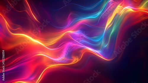 Mesmerizing Vibrant Prism Light Refraction Scene with Dazzling Spectrum and Dynamic Abstract Waves Evoking Ethereal Radiance