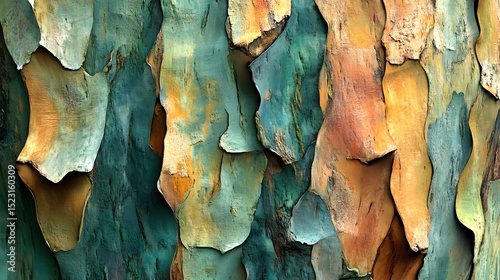 Striking Visual Canvas of Layered Eucalyptus Bark Texture with Dynamic Colorful Abstract Patterns in a Modern Artistic Style