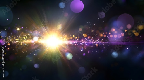 Abstract Revelation of Luminous Light Phenomena with Transparent Blends, Lens Flares, and Star-like Sparkles on a Void-like Background