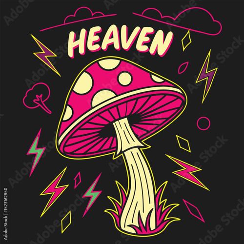 vector illustration of mushrooms with heaven