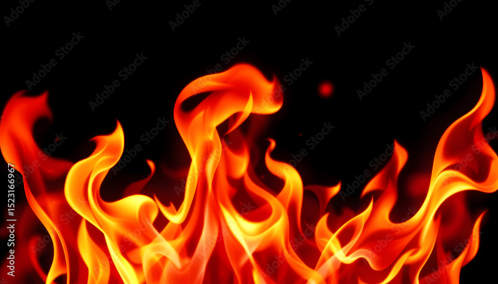 Fototapeta premium Flickering orange fire against a dark void, pop-art. White tone
