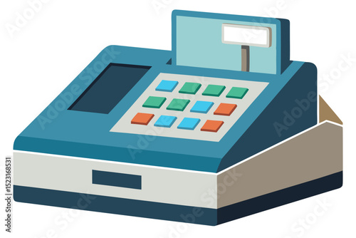 Retro Cash Register Vintage Point of Sale System Illustration