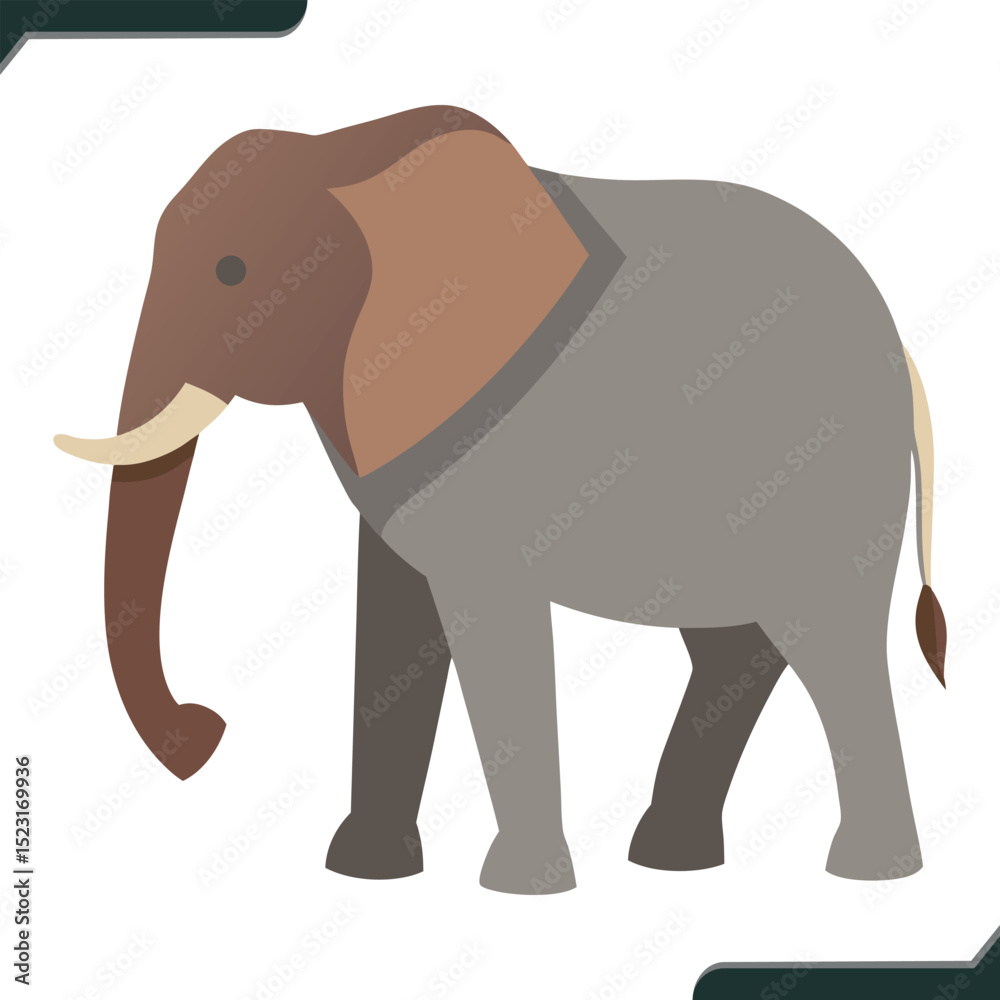 Fototapeta premium Walking Elephant Profile Illustration Side View of an Elephant in Motion