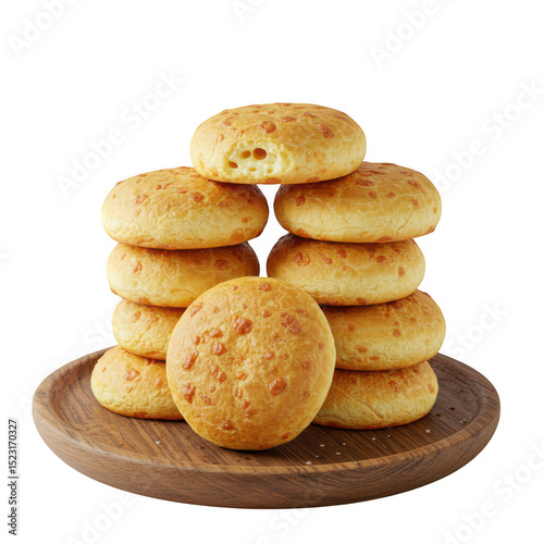 Cheese bread rolls stack isolated on transparent background