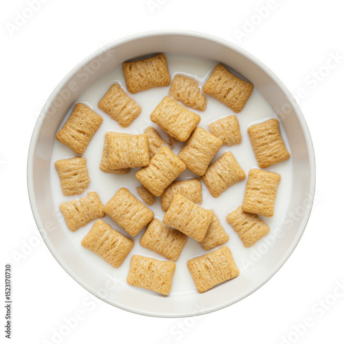 Cereal in milk bowl isolated on transparent background