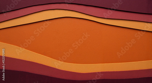 Abstract layered paper art with warm orange and purple tones  