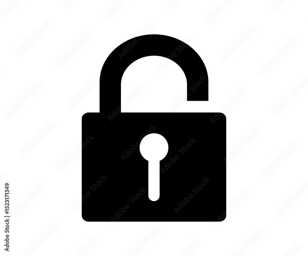 Lock open icon. Padlock open. Security symbol vector design and illustration. Lock open icon. Padlock open. Security symbol vector design and illustration.