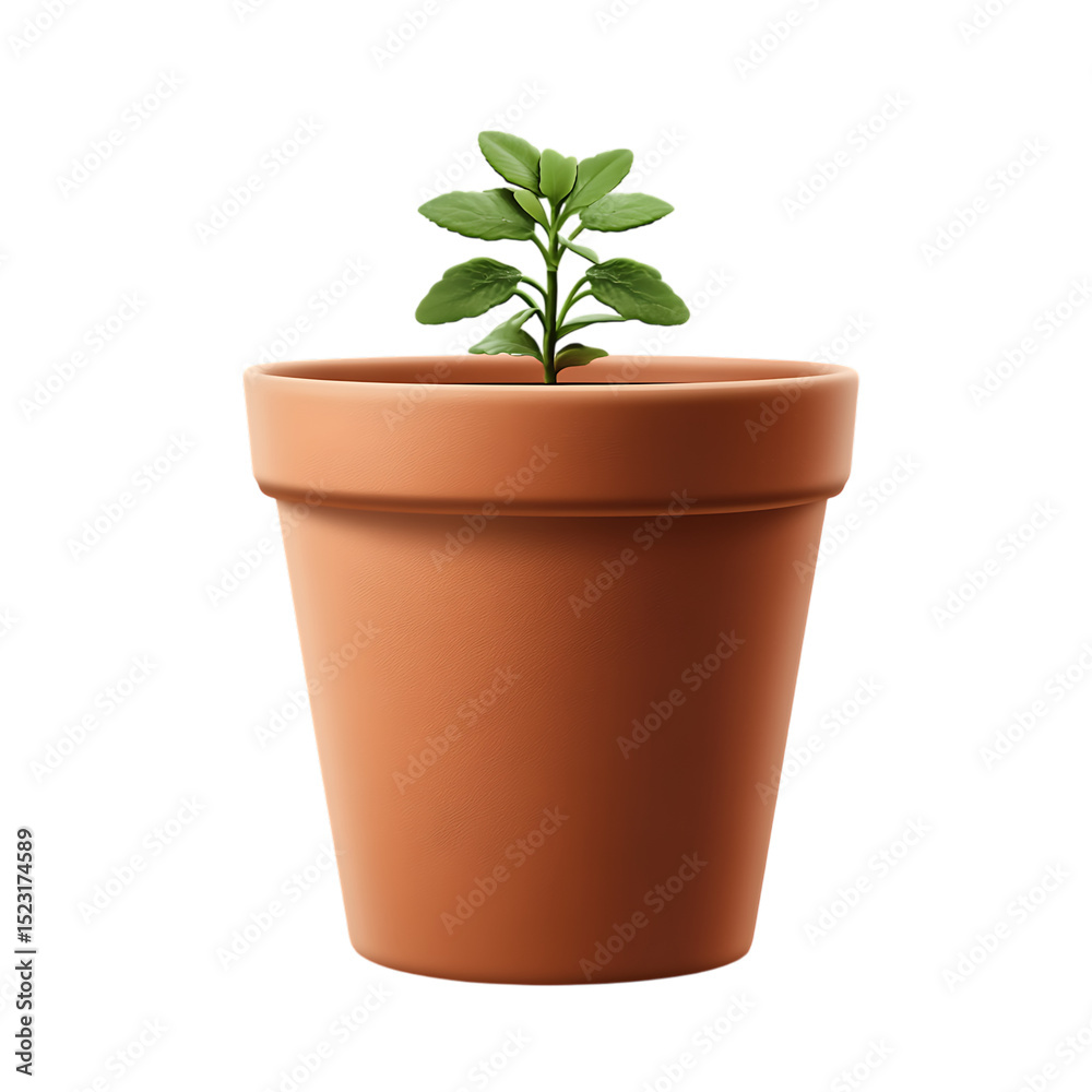 Fototapeta premium Realistic terracotta clay flower pot