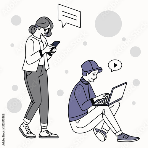 People using digital devices