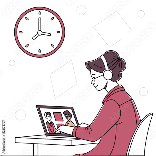 Remote video call business illustration