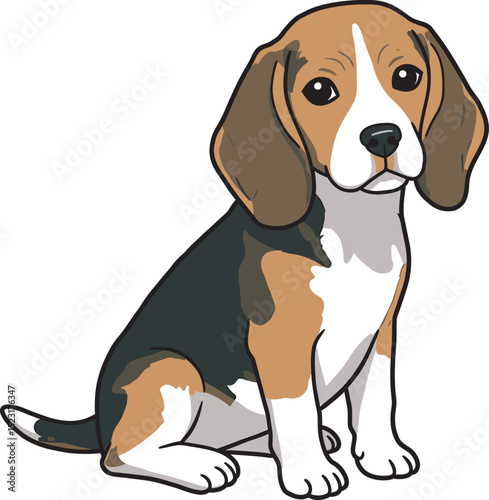 Beagle Dog Vector white color background 