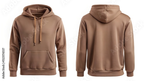 Coffee Brown Hoodie With Elegant Fold Lines Flat Lay