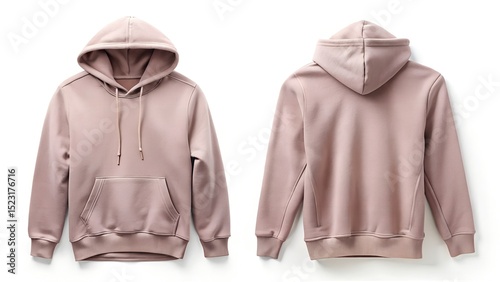 Dusty Pink Hoodie Folded With Precision On White Background