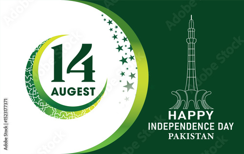 14th August Pakistan Independence Day. Pakistan's independence day 14th of august 1947. Vector illustration.