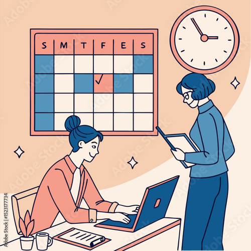 Two women collaborating in office setting