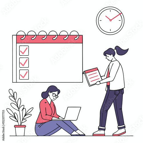 Two women collaborating in office
