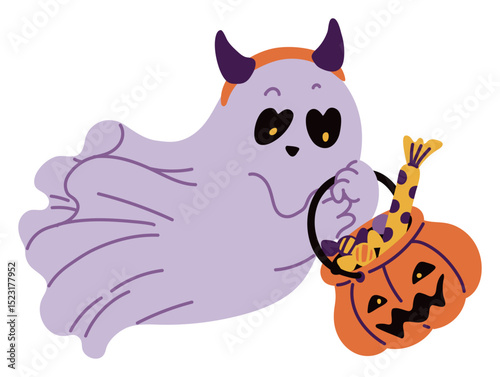 Cute ghost halloween vector illustration